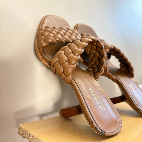 Michael Kors Cognac Brown Braided 3” Heeled Sandals - Picture 10 of 16